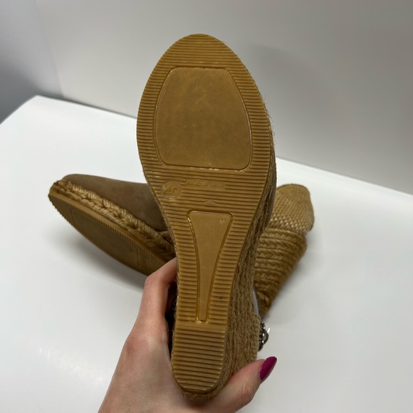 GIAMO ESPADRILLES wedge heels size 40/10 neutral rope wedge tan taupe - Picture 7 of 14